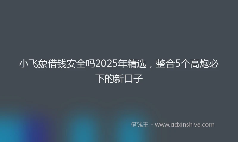 小飞象借钱安全吗2025年精选，整合5个高炮必下的新口子