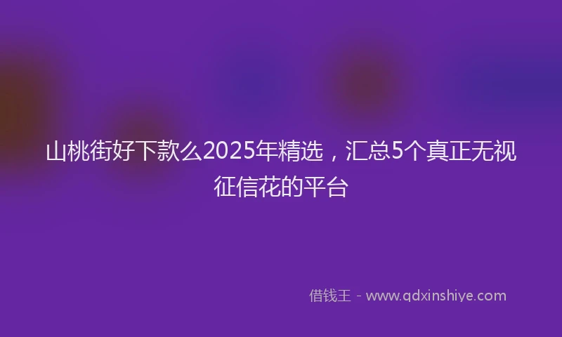 山桃街好下款么2025年精选，汇总5个真正无视征信花的平台