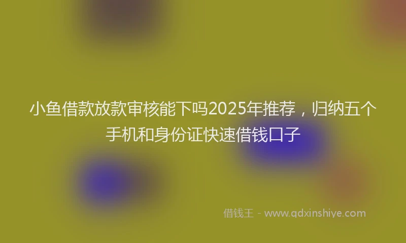小鱼借款放款审核能下吗2025年推荐，归纳五个手机和身份证快速借钱口子