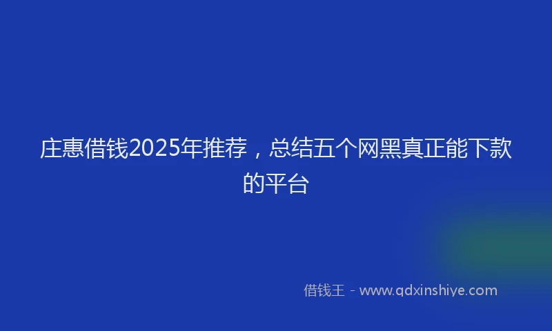 庄惠借钱2025年推荐，总结五个网黑真正能下款的平台