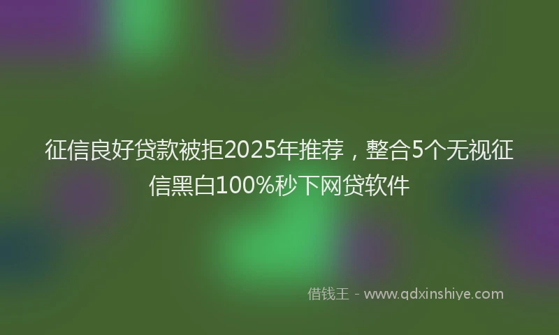 征信良好贷款被拒2025年推荐，整合5个无视征信黑白100%秒下网贷软件