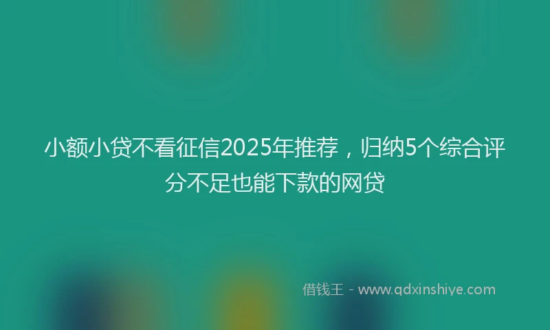 小额小贷不看征信2025年推荐，归纳5个综合评分不足也能下款的网贷