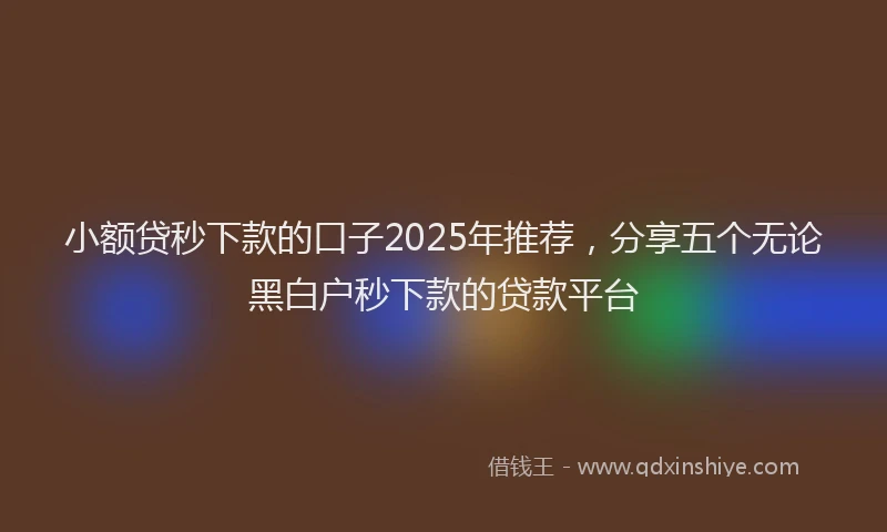 小额贷秒下款的口子2025年推荐，分享五个无论黑白户秒下款的贷款平台