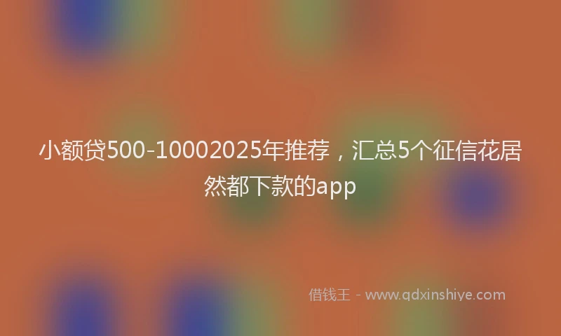 小额贷500-10002025年推荐，汇总5个征信花居然都下款的app