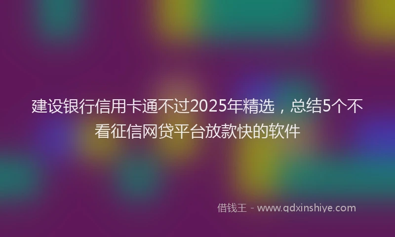 建设银行信用卡通不过2025年精选，总结5个不看征信网贷平台放款快的软件