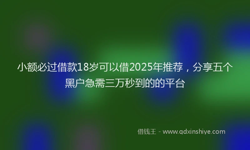 小额必过借款18岁可以借2025年推荐，分享五个黑户急需三万秒到的的平台