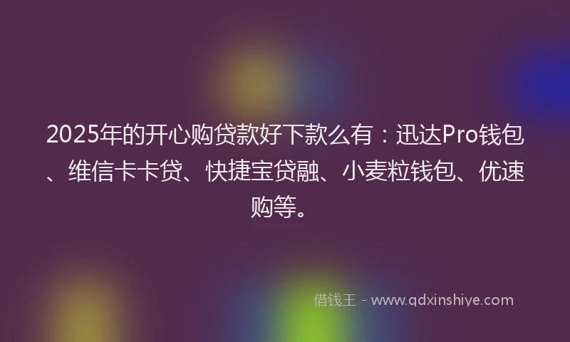 2025年的开心购贷款好下款么有：迅达Pro钱包、维信卡卡贷、快捷宝贷融、小麦粒钱包、优速购等。