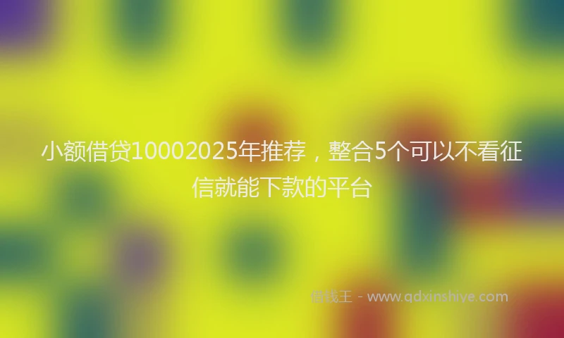 小额借贷10002025年推荐，整合5个可以不看征信就能下款的平台