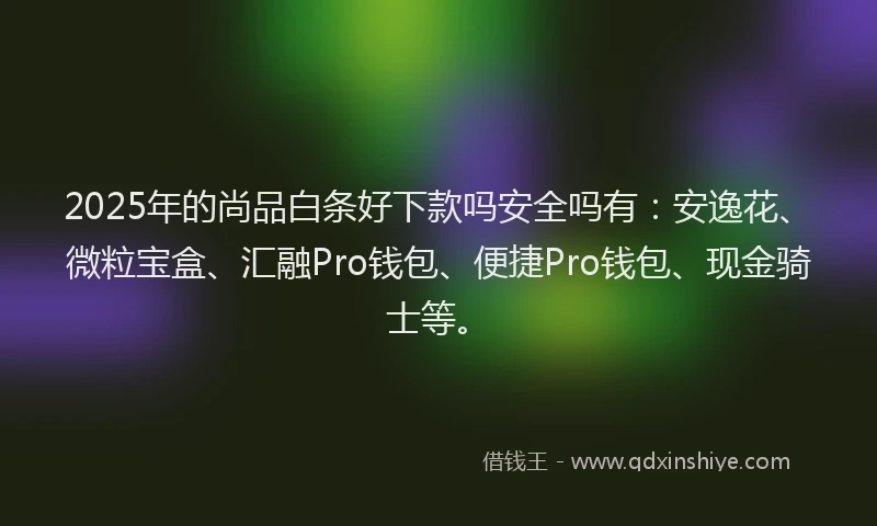 2025年的尚品白条好下款吗安全吗有：安逸花、微粒宝盒、汇融Pro钱包、便捷Pro钱包、现金骑士等。
