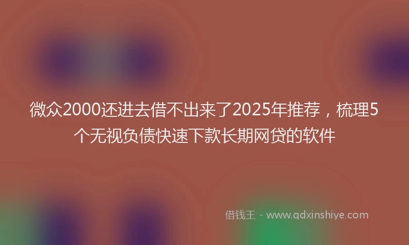 微众2000还进去借不出来了2025年推荐，梳理5个无视负债快速下款长期网贷的软件