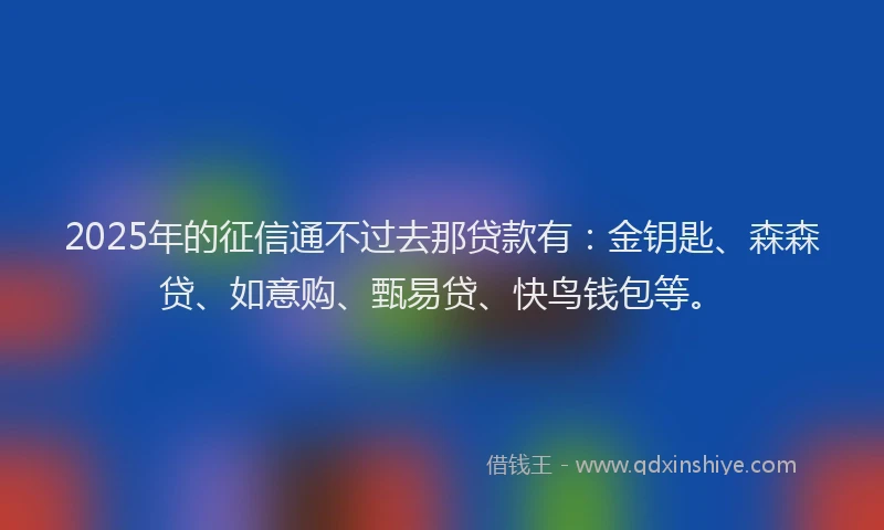 2025年的征信通不过去那贷款有：金钥匙、森森贷、如意购、甄易贷、快鸟钱包等。