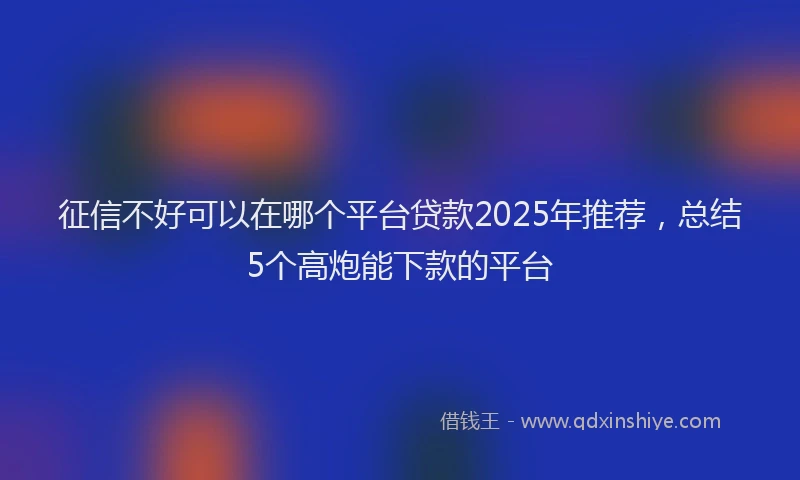 征信不好可以在哪个平台贷款2025年推荐，总结5个高炮能下款的平台