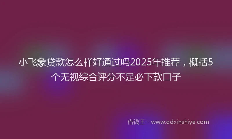 小飞象贷款怎么样好通过吗2025年推荐，概括5个无视综合评分不足必下款口子