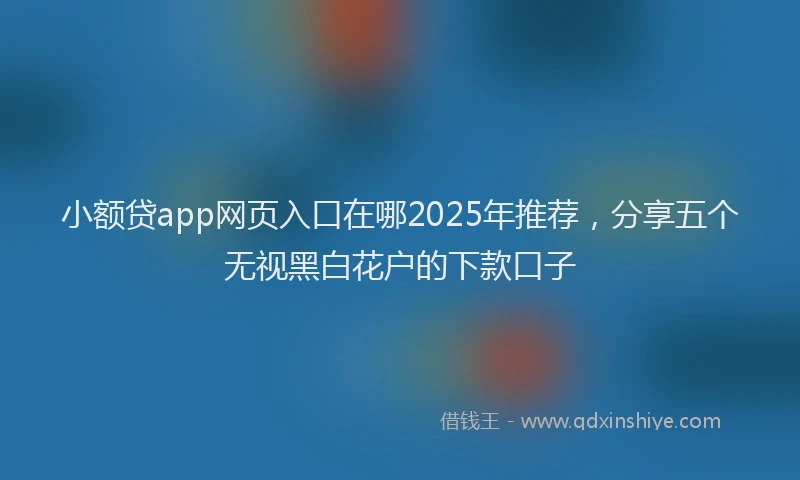 小额贷app网页入口在哪2025年推荐，分享五个无视黑白花户的下款口子