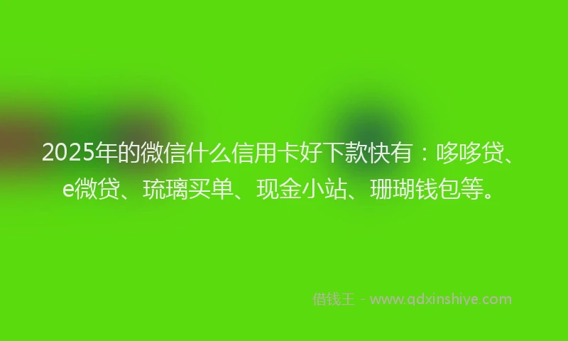 2025年的微信什么信用卡好下款快有：哆哆贷、e微贷、琉璃买单、现金小站、珊瑚钱包等。