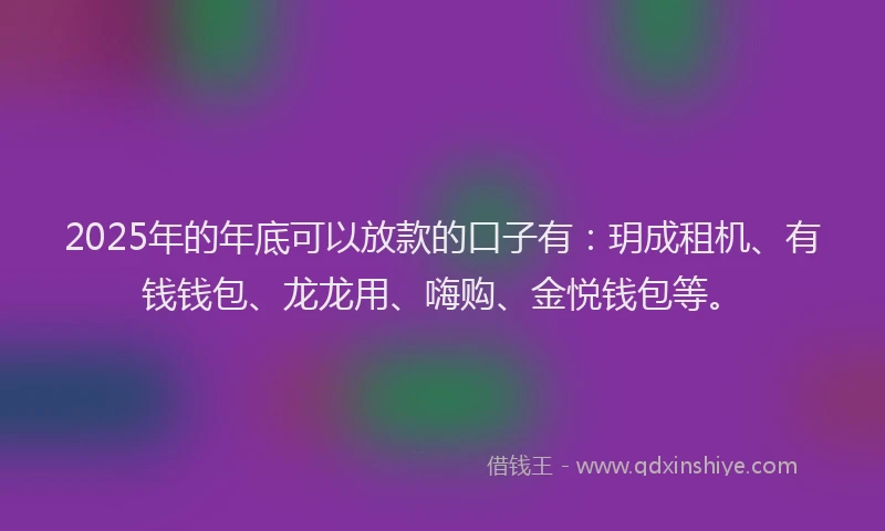2025年的年底可以放款的口子有：玥成租机、有钱钱包、龙龙用、嗨购、金悦钱包等。