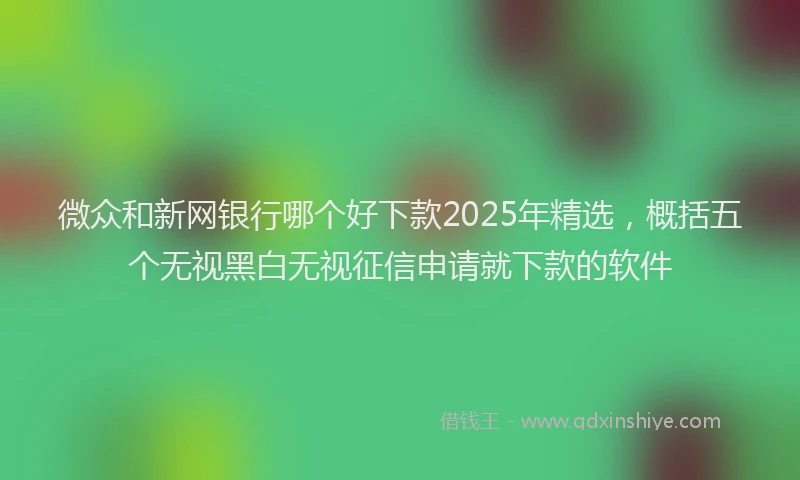微众和新网银行哪个好下款2025年精选，概括五个无视黑白无视征信申请就下款的软件