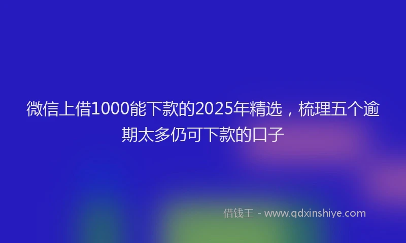 微信上借1000能下款的2025年精选，梳理五个逾期太多仍可下款的口子