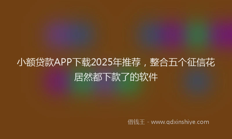 小额贷款APP下载2025年推荐，整合五个征信花居然都下款了的软件