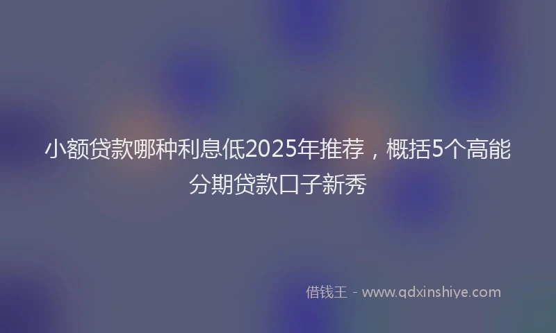 小额贷款哪种利息低2025年推荐，概括5个高能分期贷款口子新秀