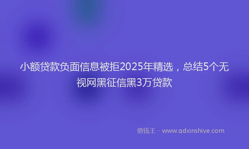 小额贷款负面信息被拒2025年精选，总结5个无视网黑征信黑3万贷款