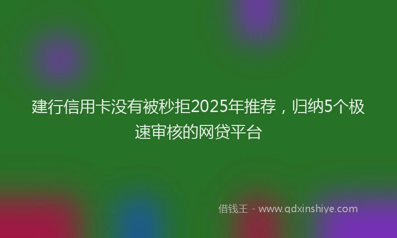 建行信用卡没有被秒拒2025年推荐，归纳5个极速审核的网贷平台