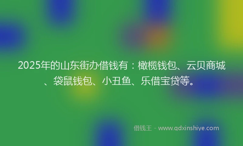 2025年的山东街办借钱有：橄榄钱包、云贝商城、袋鼠钱包、小丑鱼、乐借宝贷等。