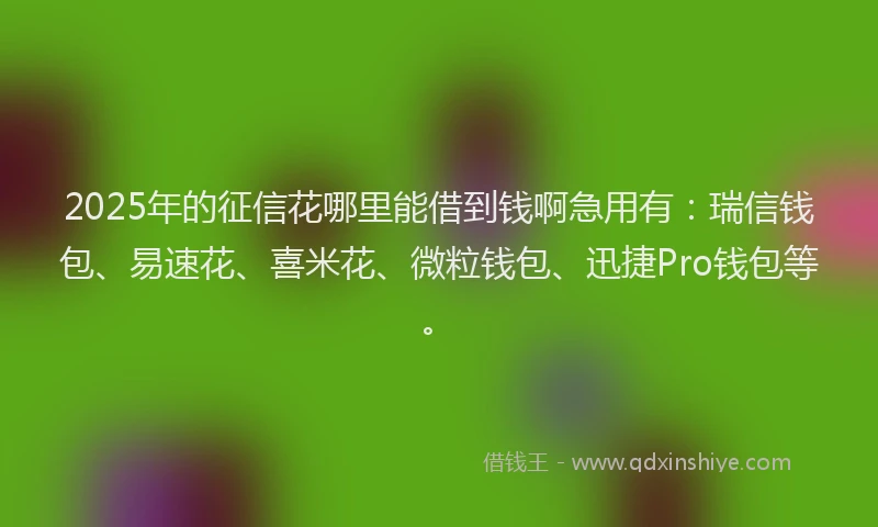 2025年的征信花哪里能借到钱啊急用有：瑞信钱包、易速花、喜米花、微粒钱包、迅捷Pro钱包等。
