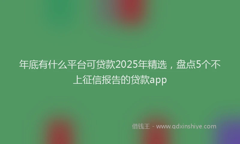 年底有什么平台可贷款2025年精选，盘点5个不上征信报告的贷款app