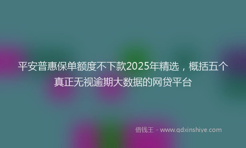 平安普惠保单额度不下款2025年精选，概括五个真正无视逾期大数据的网贷平台
