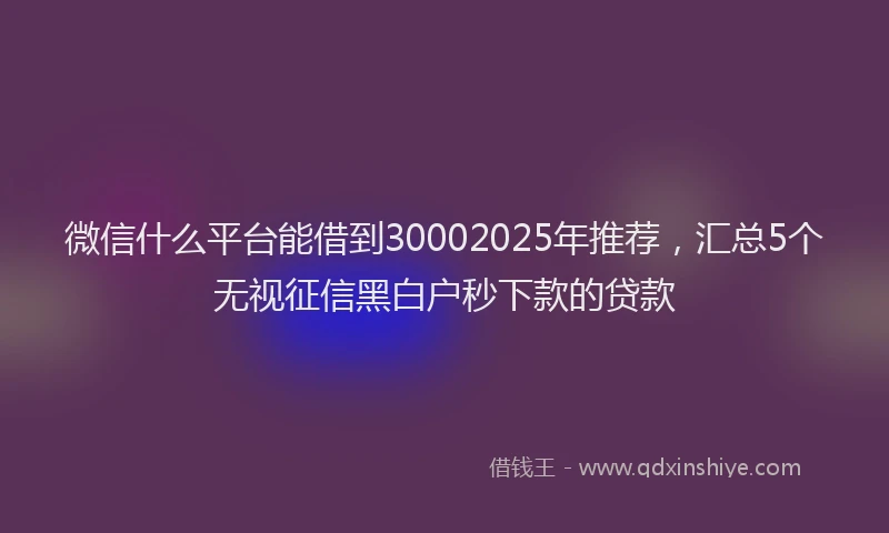 微信什么平台能借到30002025年推荐，汇总5个无视征信黑白户秒下款的贷款