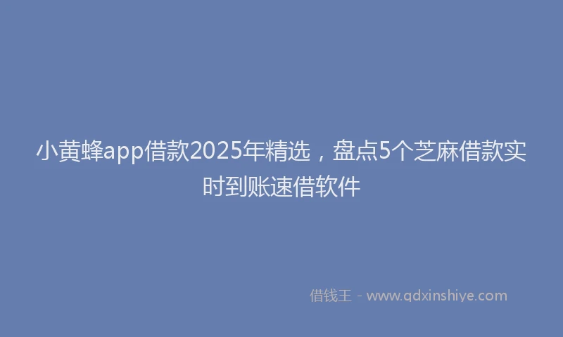 小黄蜂app借款2025年精选，盘点5个芝麻借款实时到账速借软件