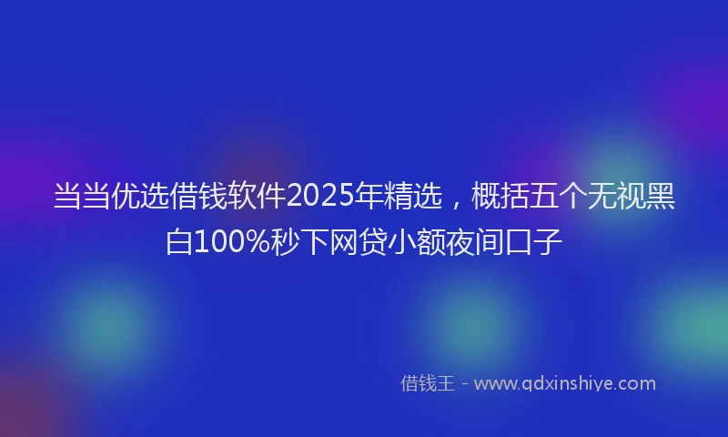 当当优选借钱软件2025年精选，概括五个无视黑白100%秒下网贷小额夜间口子