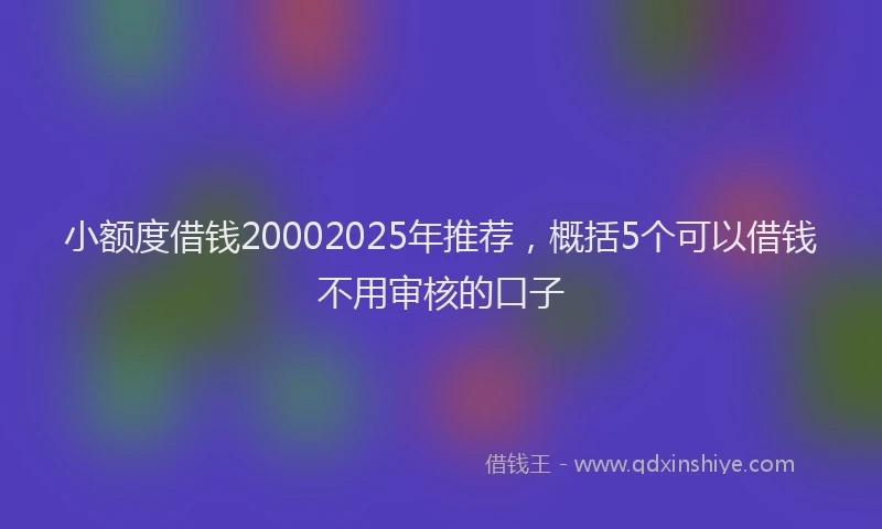 小额度借钱20002025年推荐，概括5个可以借钱不用审核的口子