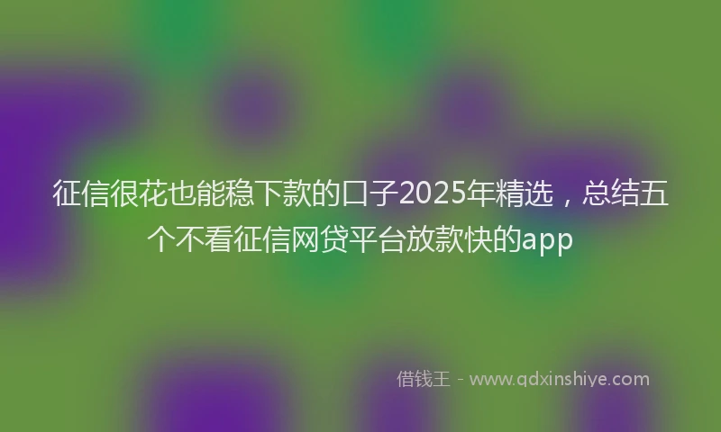 征信很花也能稳下款的口子2025年精选，总结五个不看征信网贷平台放款快的app