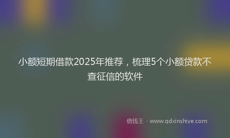 小额短期借款2025年推荐，梳理5个小额贷款不查征信的软件