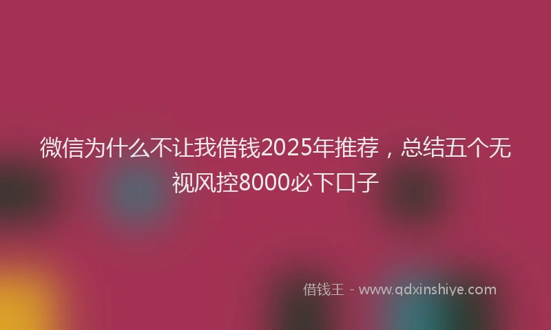 微信为什么不让我借钱2025年推荐，总结五个无视风控8000必下口子