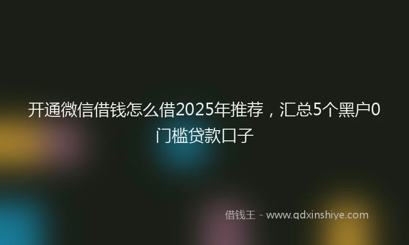 开通微信借钱怎么借2025年推荐，汇总5个黑户0门槛贷款口子