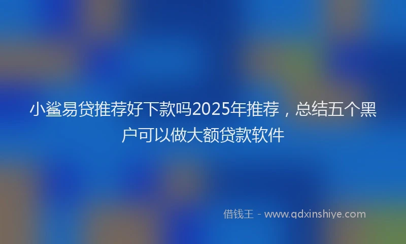 小鲨易贷推荐好下款吗2025年推荐，总结五个黑户可以做大额贷款软件