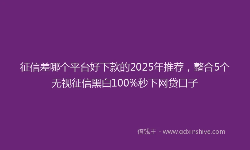 征信差哪个平台好下款的2025年推荐，整合5个无视征信黑白100%秒下网贷口子