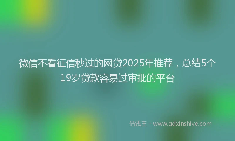 微信不看征信秒过的网贷2025年推荐，总结5个19岁贷款容易过审批的平台