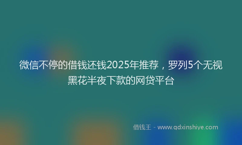微信不停的借钱还钱2025年推荐，罗列5个无视黑花半夜下款的网贷平台