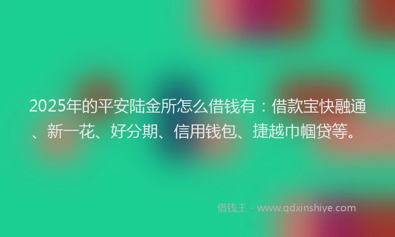 2025年的平安陆金所怎么借钱有：借款宝快融通、新一花、好分期、信用钱包、捷越巾帼贷等。
