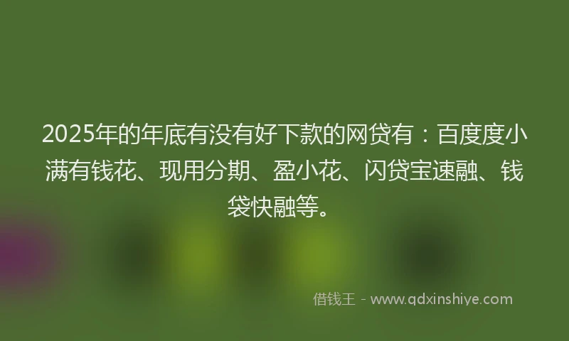 2025年的年底有没有好下款的网贷有：百度度小满有钱花、现用分期、盈小花、闪贷宝速融、钱袋快融等。