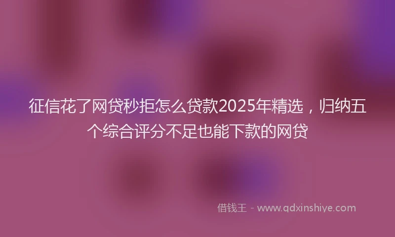 征信花了网贷秒拒怎么贷款2025年精选，归纳五个综合评分不足也能下款的网贷