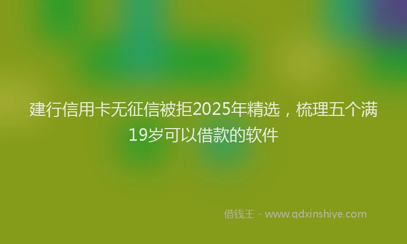 建行信用卡无征信被拒2025年精选，梳理五个满19岁可以借款的软件