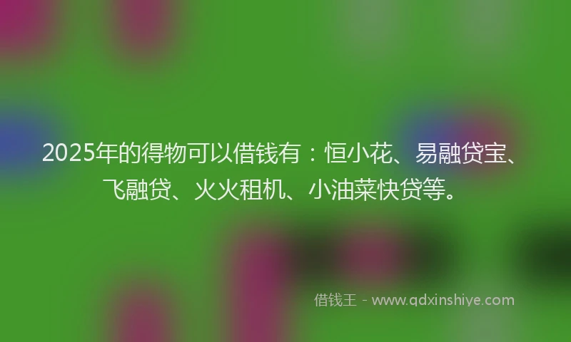 2025年的得物可以借钱有：恒小花、易融贷宝、飞融贷、火火租机、小油菜快贷等。