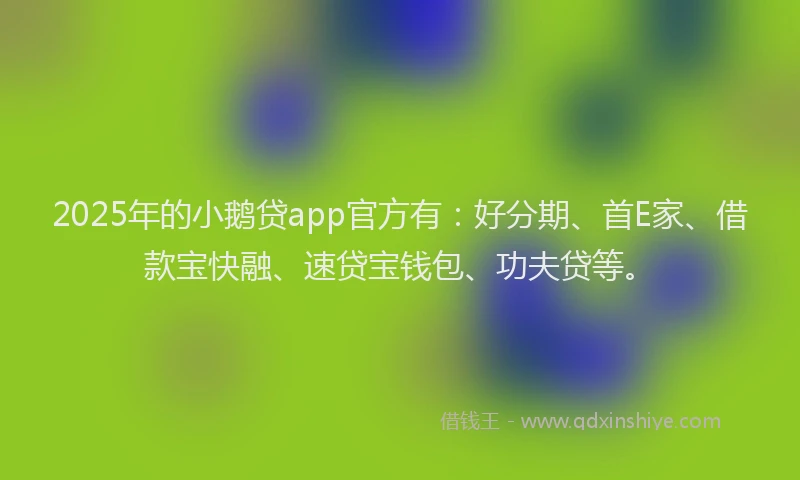 2025年的小鹅贷app官方有：好分期、首E家、借款宝快融、速贷宝钱包、功夫贷等。