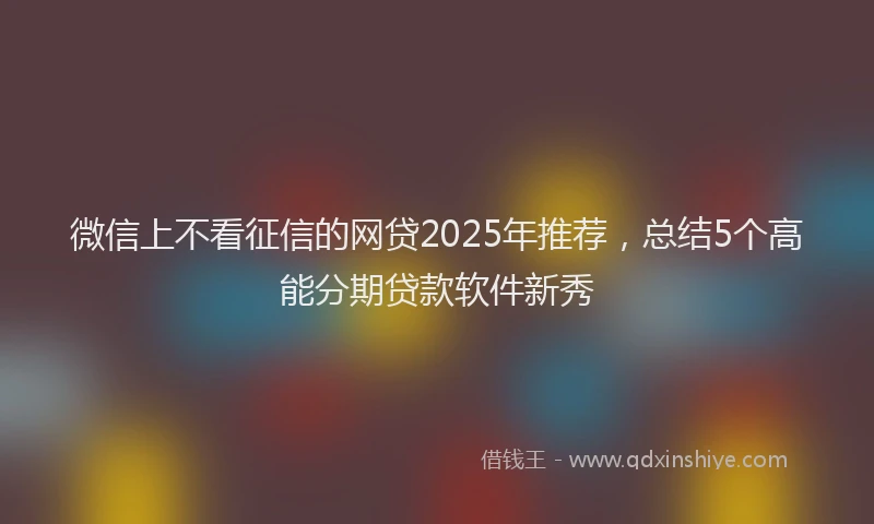 微信上不看征信的网贷2025年推荐，总结5个高能分期贷款软件新秀