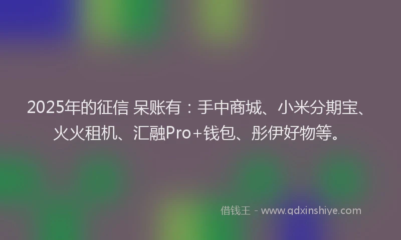 2025年的征信 呆账有：手中商城、小米分期宝、火火租机、汇融Pro+钱包、彤伊好物等。
